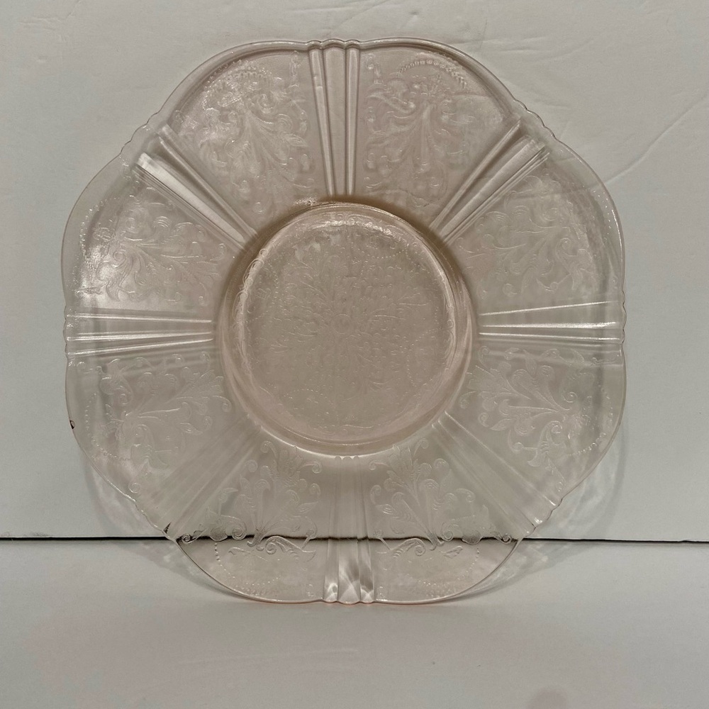 Vtg. MACBETH-EVANS 1930s Sweetheart Pink Depression Glass Platter Salver Plate